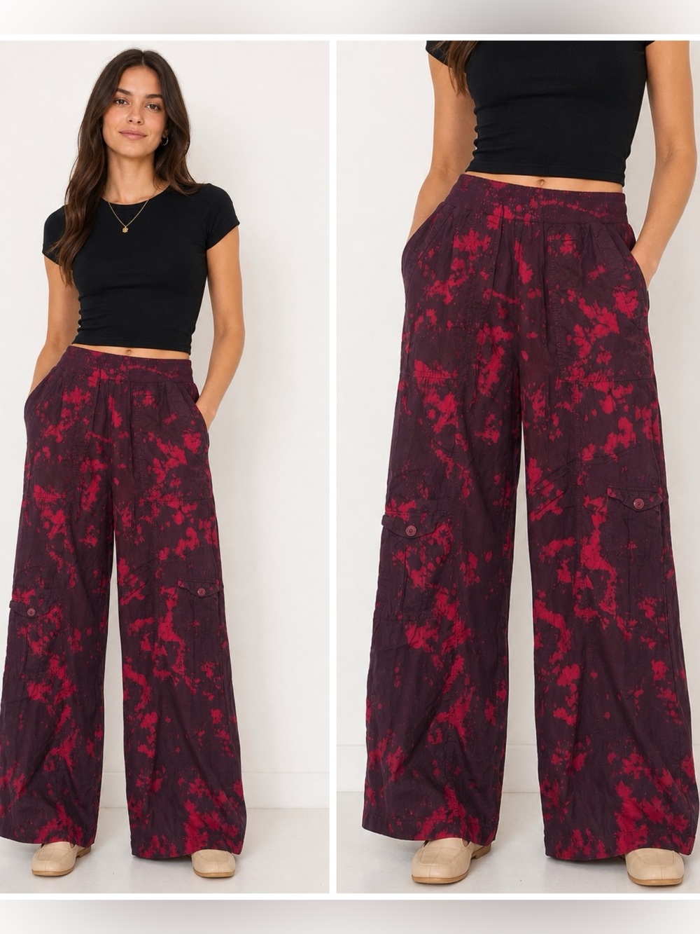 Anthropologie Burning Torch Tie Dye Wide Leg Pants Size‎ M